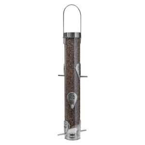 Droll Yankees Classic Finch Feeder with Ring Pull Advantage - Silver