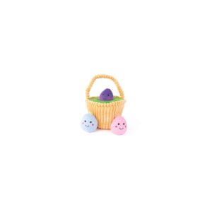 ZippyPaws - Holiday Burrow, Interactive Squeaky Hide and Seek Plush Dog Toy - Easter Egg Basket