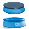 Intex 28110EH 8-foot x 30-inch Easy Setup Inflatable Portable Above Ground Round Family Swimming Pool and Durable Pool Cover