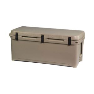 Engel 123 High Performance 108-Quart Portable Durable Rotomolded Airtight 130 Can Hard Cooler and Ice Box for Camping, Sports Events, & Fishing, Tan