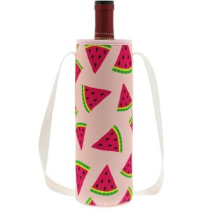 Juvale Wine Carrier Bag, 2-Pack Insulated Polyester Tote Bag with Shoulder Strap for Travel & Portable, Holds Standard Size Bottle of Wine, Watermelon