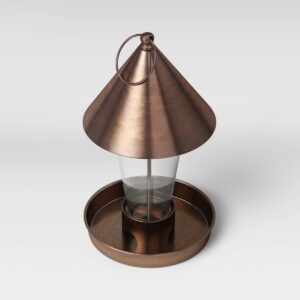 11" Mild Steel/Glass Bird Feeder Copper Brown - Smith & Hawken™