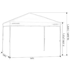 EzyFast 14 x 10 Foot Large Outdoor Waterproof Pop Up Canopy for Rain or Shine w/ Carry Bag, White