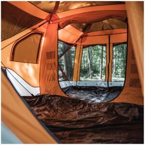 Gazelle T4 Plus Extra Large 4 to 8 Person Portable Pop Up Outdoor Shelter Camping Hub Tent with Extended Screened In Sun Room, Orange
