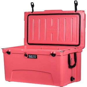 Driftsun Heavy Duty Rotomolded Thermoplastic UV Resistant Portable Commercial Grade 110 Quart Insulated Hard Ice Chest Beverage Cooler, Coral