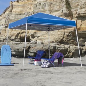 Z-Shade 10 x 10 Foot Angled Leg Instant Shade Outdoor Canopy Tent Portable Shelter with Durable Steel Frame and Carrying Bag, Blue