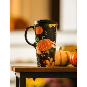 Evergreen Cypress Home Ceramic Travel Cup 17oz. ,withbox Pumpkin Festival