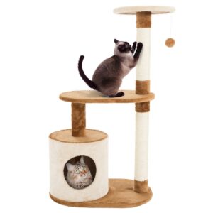 PETMAKER 3 Tier Cat Tree Condo with Scratching Posts Brown/Tan