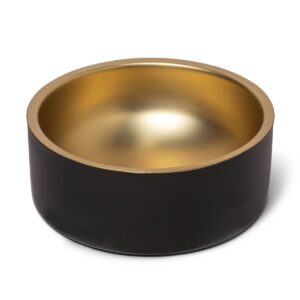 Double Wall Dog Feeding Bowl Black + Brass - Medium - Boots & Barkley™