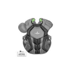 All-Star Sports S7 SEI Certified 16.5 Inch Axis Adult Baseball Softball Catcher Chest Protector with Shoulder and Throat Molded PE Plates, Graphite