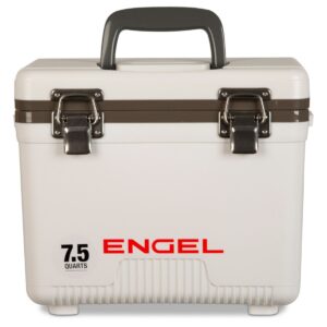 Engel 7.5-Quart 8-Can EVA Gasket Seal Ice and DryBox Cooler with Carry Handles and Shoulder Strap, White