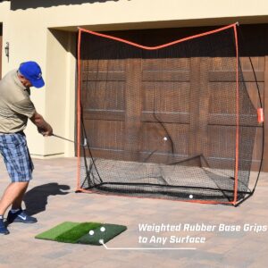 GoSports Tri-Turf XL 24 Inch Versatile Indoor Outdoor Weighted Golf Practice Hitting Mat with Fairway, Rough, and Driving Surfaces