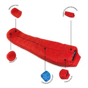 Snugpak Antarctica with Snuggy Pillow, -4 Degree, Extreme Insulation, Center Zip, Red