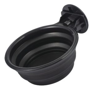 Hanging Crate Dog Bowl, Collapsible Silicone Water Food Feeder Bowl Cage Coop Cup for Cat Bird Pet, Black/Black