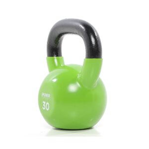 Power Systems Premium Vinyl Covered Cast Iron Kettlebell Prime Home Gym Exercise Weight Training Accessory, 30 Pounds, Green