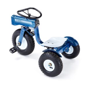 Tricam GCK-31 22 Inch Kids Steel Constructed Ol Blue Tractor Toy Beginner Tricycle with 3 Position Adjustable Seat and Pneumatic Wheels