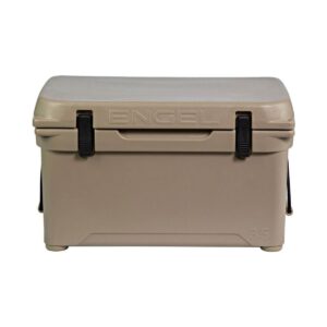 Engel High Performance 35-Quart Portable Seamless Rotomolded Airtight 36 Can Hard Cooler and Ice Box for Camping, Sports Events, and Fishing, Tan