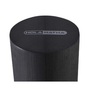 HolaHatha Portable Solid High Density EVA Foam Roller for Deep Tissue Back Massage, Calf Therapy, Glute Massaging, Back Pain, and Leg Recovery, Black