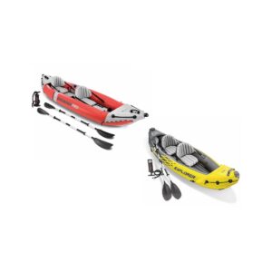 Intex 2 Person Vinyl Kayak w/ Oars & Pump & 2-Person K2 Kayak w/ Oars Air Pump