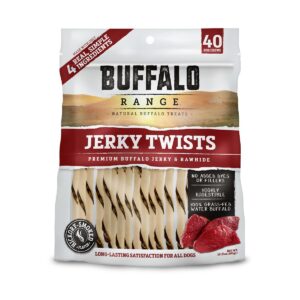Buffalo Range Jerky Twists Hickory Smoked Flavor Rawhide Chew Dog Treats - 40ct