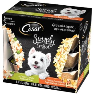 Cesar Simply Crafted Wet Dog Food Complement Chicken & Vegetables Varieties - 1.3oz/8ct Variety Pack