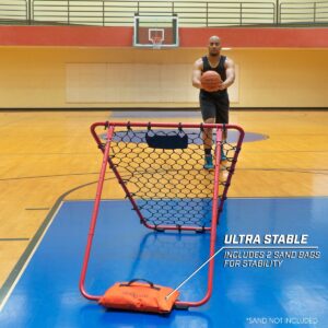 GoSports Basketball Rebounder with Adjustable Frame Indoor Outdoor Individual or Team Training Tool Folds Flat for Storage and Transport, Red