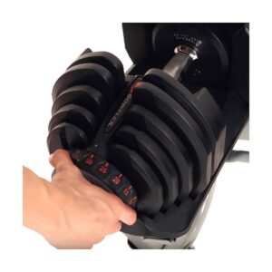 Bowflex SelectTech 1090 Adjustable Dumbbell Weights (Pair) + Stand w/ Media Rack
