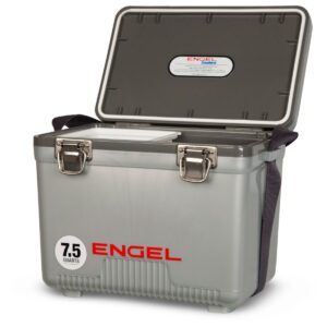 Engel 7.5-Quart 8-Can EVA Gasket Seal Ice and DryBox Cooler with Carry Handles and Shoulder Strap, White
