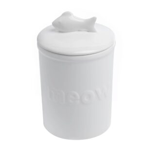 Park Life Designs Felix Treat Jar Dog and Cat Bowl - White