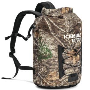 IceMule 1014-RE Pro Large Collapsible Portable Soft Sided Roll Top 23 Liter 18 Can Lightweight Insulated Waterproof Leak Proof Backpack Cooler Bag