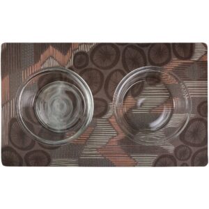 Drymate Dog and Cat Feeding Placemat - Abstract Lines Brown
