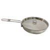 Self Reliance Outfitters Pathfinder Stainless Steel Compact Camp Skillet Frying Pan with Folding Handle and Lid with D-Ring for Camping and Hunting