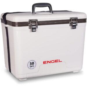 Engel 30-Quart 48 Can Portable Leak-Proof Compact Lightweight Insulated Airtight Hard Drybox Cooler for Fishing, Hunting, and Camping, White