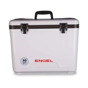 Engel 30-Quart 48 Can Portable Leak-Proof Compact Lightweight Insulated Airtight Hard Drybox Cooler for Fishing, Hunting, and Camping, White