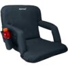Driftsun Extra Wide Padded Folding Portable 6 Position Reclining Cushioned Stadium Seat Chair with Side Cup Holder and Backpack Carry Straps, Black