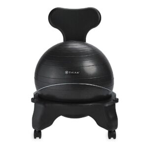 Gaiam Classic Gym Yoga Exercise Fitness Balance Ball Office Desk Chair, Black