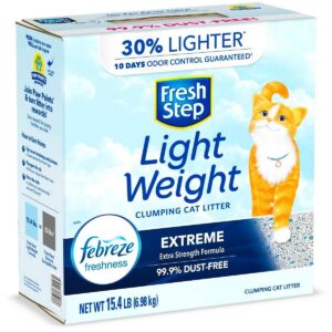 Fresh Step Lightweight Extreme Scented Litter with the Power of Febreze Clumping Cat Litter- 15.4lb