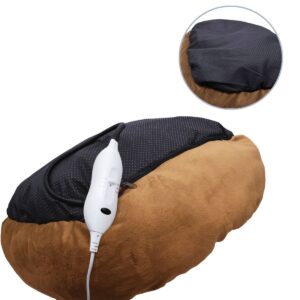 Pet Genius Heated Oval Pet Bed - White and Brown