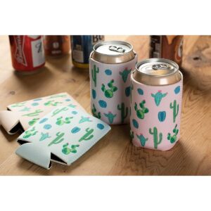 12-Pack Cactus Succulent Theme Can Cooler Sleeves, 12 oz Insulated Beer Koozies Neoprene Holder, 4 Assorted Colors