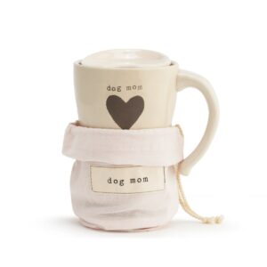 DEMDACO Dog Mom Heart Travel Mug White
