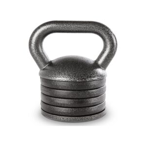Apex Adjustable Cast Iron Kettlebell Full Body Strength Training Fitness Weight with 15 Pound Handle, 4 Removable Spacer Disks, and 5 Pound Bottom