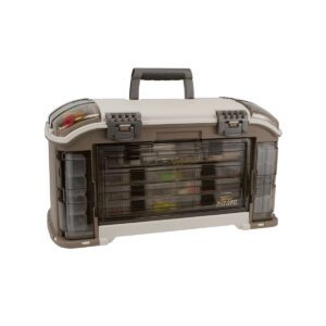 Plano Guide 787 Series Angled StowAway Rack Tackle Box Case System for Fishing Storage with 5 Removable Bait Utility Boxes, Sandstone