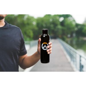 Just Funky Overwatch Logo Black Double Wall Stainless Steel Water Bottle | Holds 17 Ounces