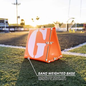 GoSports Football 12.5 Inch Field Anchorless Weather Resistant Weighted Self Standing Yard Line Number Markers, Set of 11, Orange