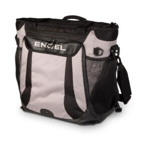 Engel ENGCB2-GRAY 23 Quart Lightweight High Performance Insulated Water Resistance Soft Sided Collapsible Backpack Cooler Bag with Handles, Light Grey
