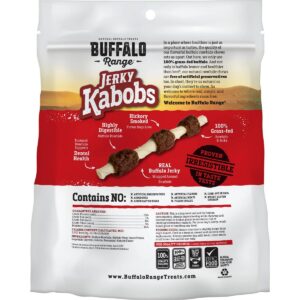 Buffalo Range Jerky Kabobs Hickory Smoked Flavor Rawhide Chew Dog Treats - 18ct