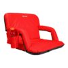 Driftsun Extra Wide Padded Folding Portable 6 Position Reclining Cushioned Stadium Seat Chair with Beverage Cup Holder and Backpack Carry Straps, Red