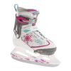 Rollerblade Bladerunner Micro Ice G Adjustable Ice Skates with Rust Resistant Stainless Steel Blades, Size 12J to 2, White/Pink