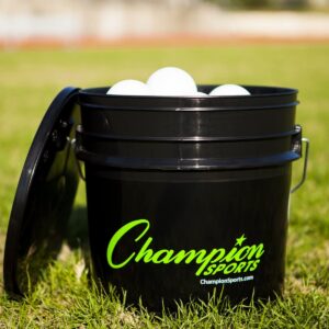 Champion Sports 36 Count Official Size Molded Rubber Lacrosse Lax Balls Bulk Bucket for Practice, Tournaments, and Camps, White
