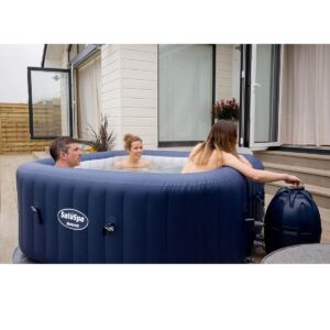 Bestway 60022E SaluSpa Hawaii 71-Inch x 26-Inch 6 Person Outdoor Inflatable Hot Tub Spa with Air Jets, Pump, 2 Filter Cartridges, and Tub Cover, Navy